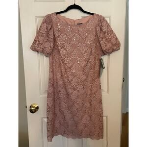 NWT JH Evening Dress Sz 12 Pink Lined Sequin Lace Formal Blush Wedding Occasion